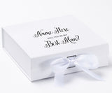 Personalized Will You Be My Best Man Box? Proposal Box White w/ Bow white - No Border-Sensual Baskets | Romance Baskets With Benefits