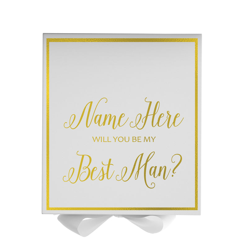 Personalized Will You Be My Best Man  Box? Proposal Box White w/ Bow white -  Border