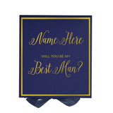 Personalized Will You Be My Best Man  Box? Proposal Box Navy Blue w/ Bow navy -  Border