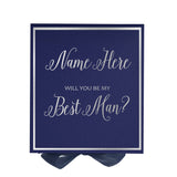 Personalized Will You Be My Best Man  Box? Proposal Box Navy Blue w/ Bow navy -  Border