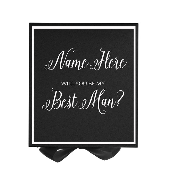 Personalized Will You Be My Best Man? Proposal Box Black w/ Bow -  Border