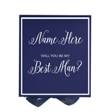 Personalized Will You Be My Best Man  Box? Proposal Box Navy Blue w/ Bow navy -  Border