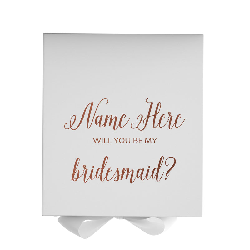 Personalized Will You Be My Bridesmaid  Box? Proposal Box White w/ Bow white - No Border