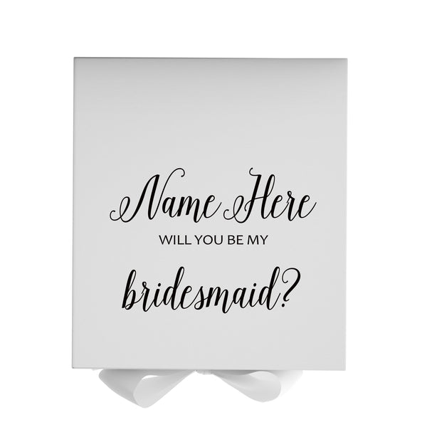 Personalized Will You Be My Bridesmaid  Box? Proposal Box White w/ Bow white - No Border