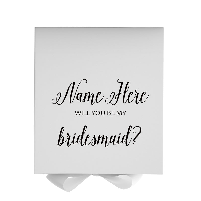 Personalized Will You Be My Bridesmaid  Box? Proposal Box White w/ Bow white - No Border