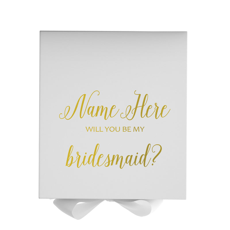 Personalized Will You Be My Bridesmaid  Box? Proposal Box White w/ Bow white - No Border