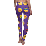 Emoji Print Casual Leggings - Purple