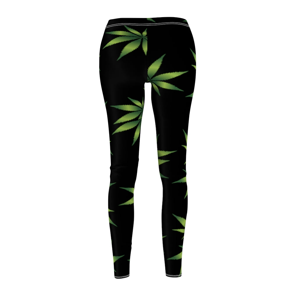 Marijuana Print Casual Leggings - black