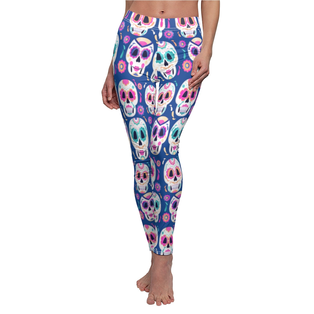 Day of the Dead Casual Leggings - Blue