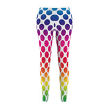 Colorful Polka Dots Print Casual Leggings - White