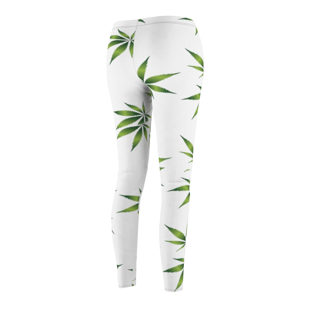 Marijuana Print Casual Leggings - white