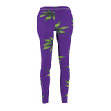 Marijuana Print Casual Leggings - purple