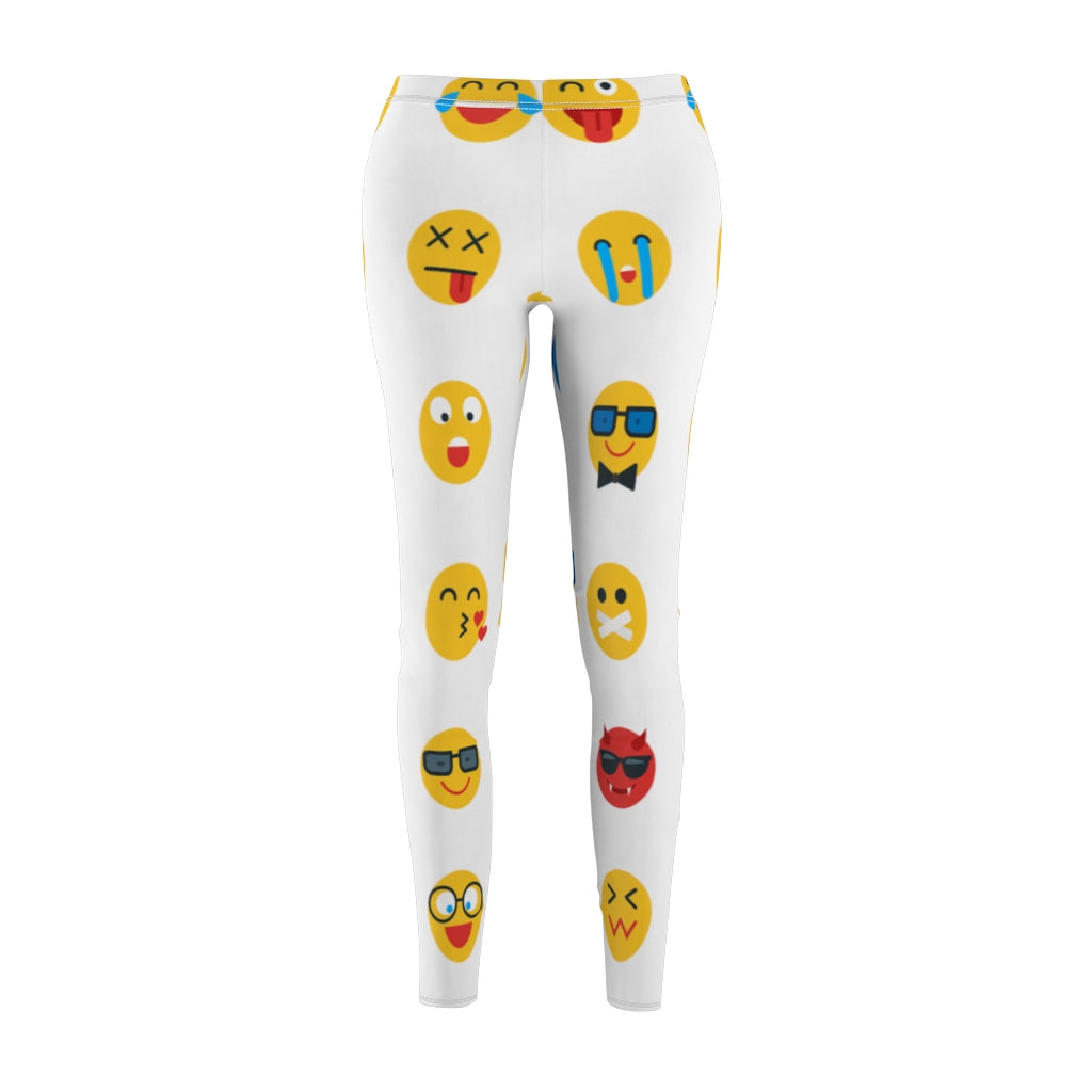 Emoji Print Casual Leggings - White