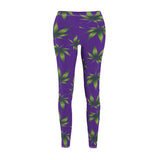 Marijuana Print Casual Leggings - purple