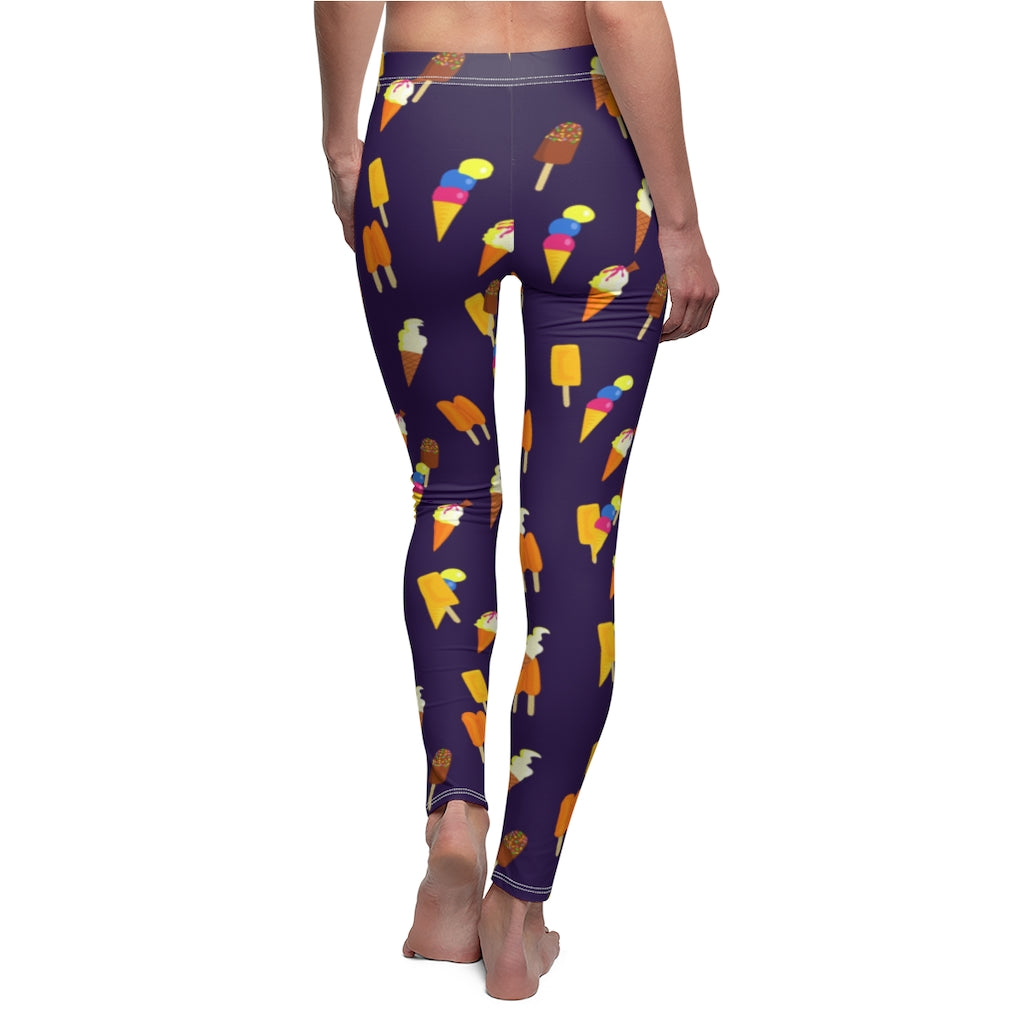 Desserts Print Casual Leggings - Blue