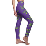 Marijuana Print Casual Leggings - purple