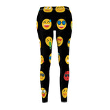 Emoji Print Casual Leggings - Black