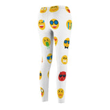 Emoji Print Casual Leggings - White