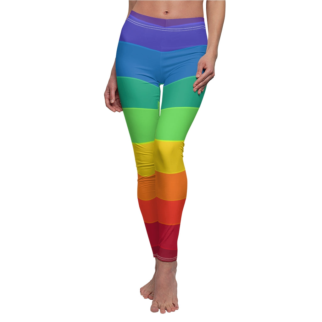 Rainbow Print Casual Leggings - Black