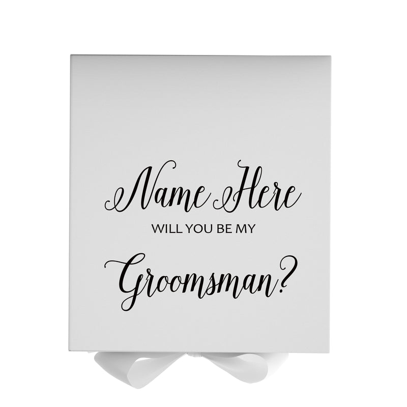 Personalized Will You Be My Groomsman  Box? Proposal Box White w/ Bow white - No Border