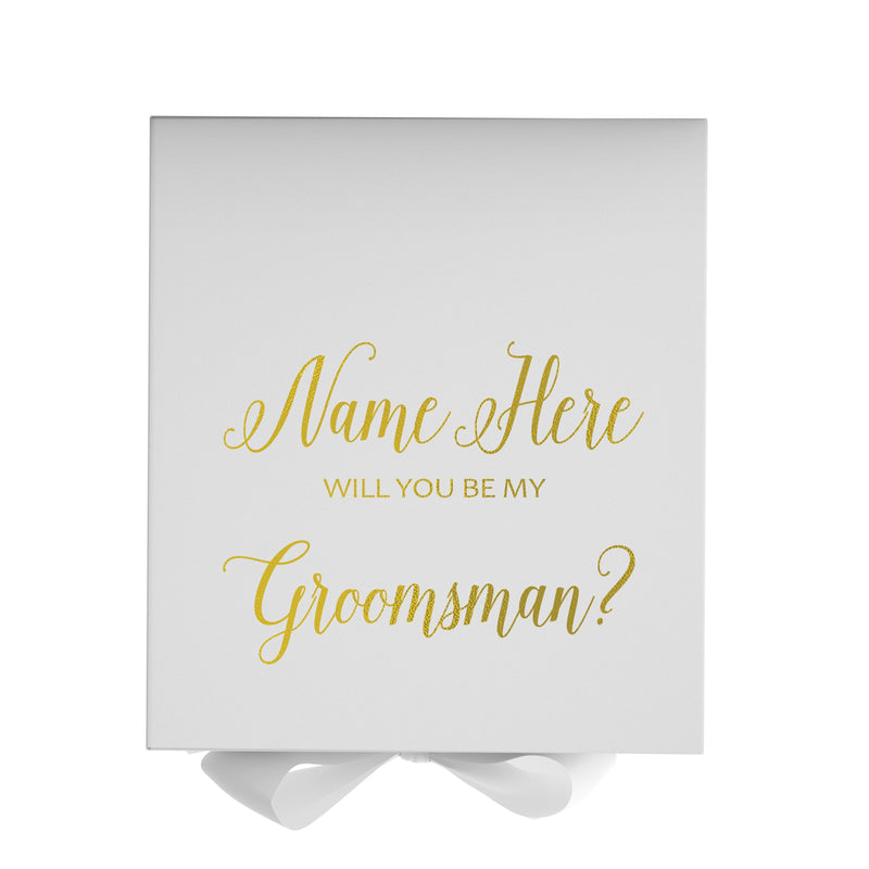 Personalized Will You Be My Groomsman  Box? Proposal Box White w/ Bow white - No Border