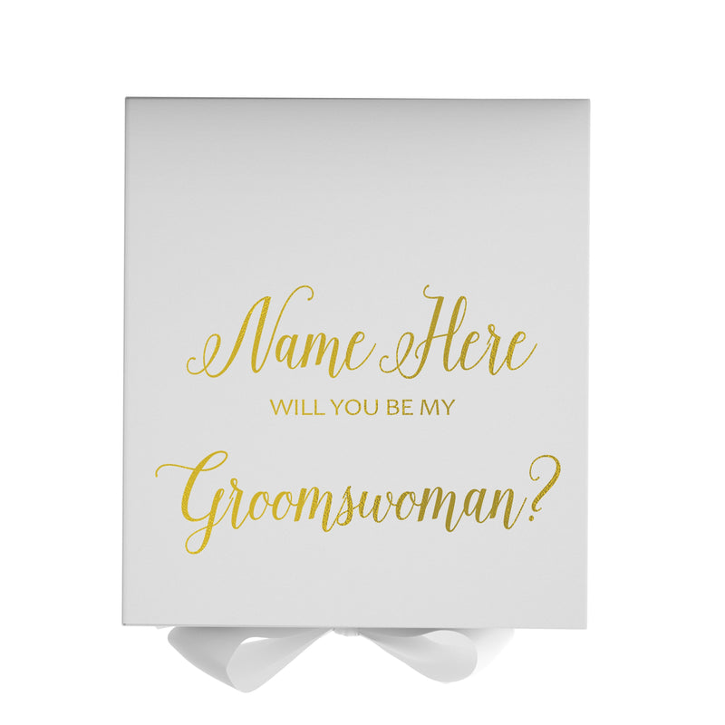 Personalized Will You Be My Groomswoman  Box? Proposal Box White w/ Bow white - No Border