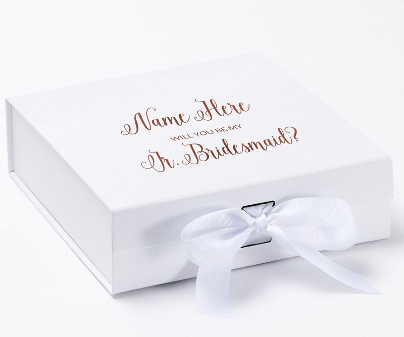 Personalized Will You Be My Jr. Bridesmaid  Box? Proposal Box White w/ Bow white - No Border