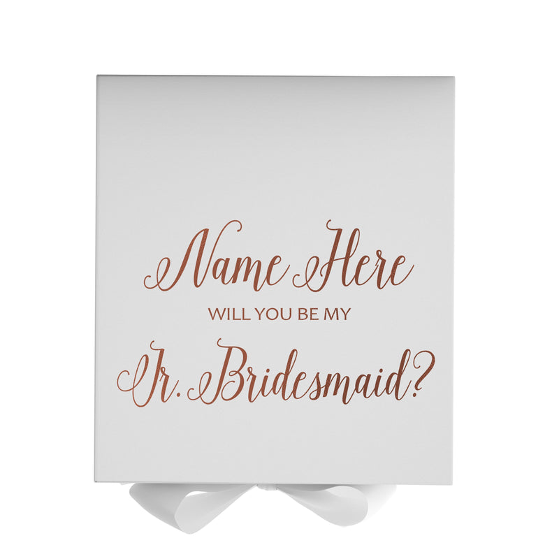 Personalized Will You Be My Jr. Bridesmaid  Box? Proposal Box White w/ Bow white - No Border