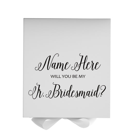 Personalized Will You Be My Jr. Bridesmaid  Box? Proposal Box White w/ Bow white - No Border