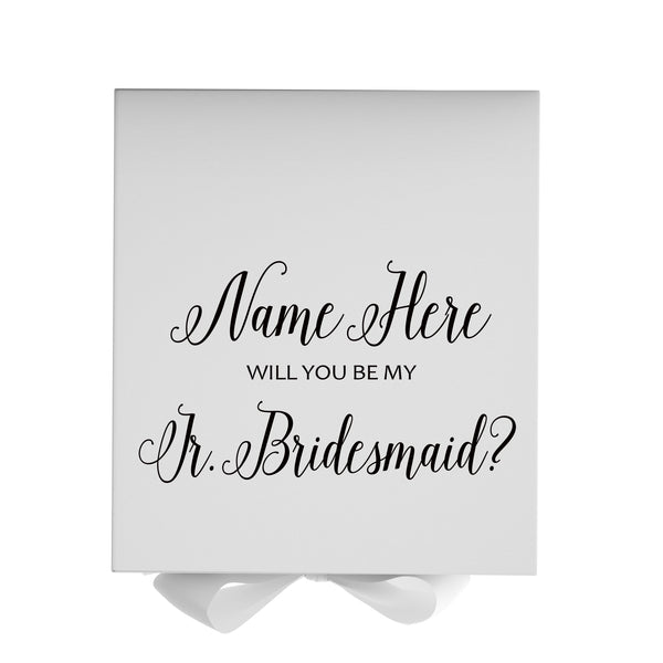 Personalized Will You Be My Jr. Bridesmaid  Box? Proposal Box White w/ Bow white - No Border