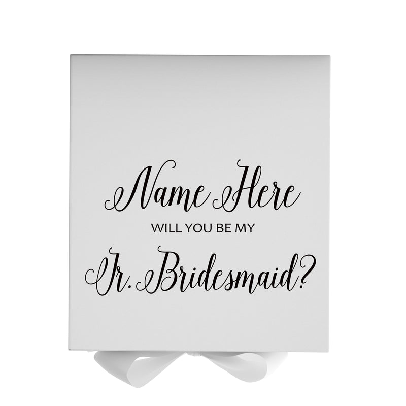 Personalized Will You Be My Jr. Bridesmaid  Box? Proposal Box White w/ Bow white - No Border