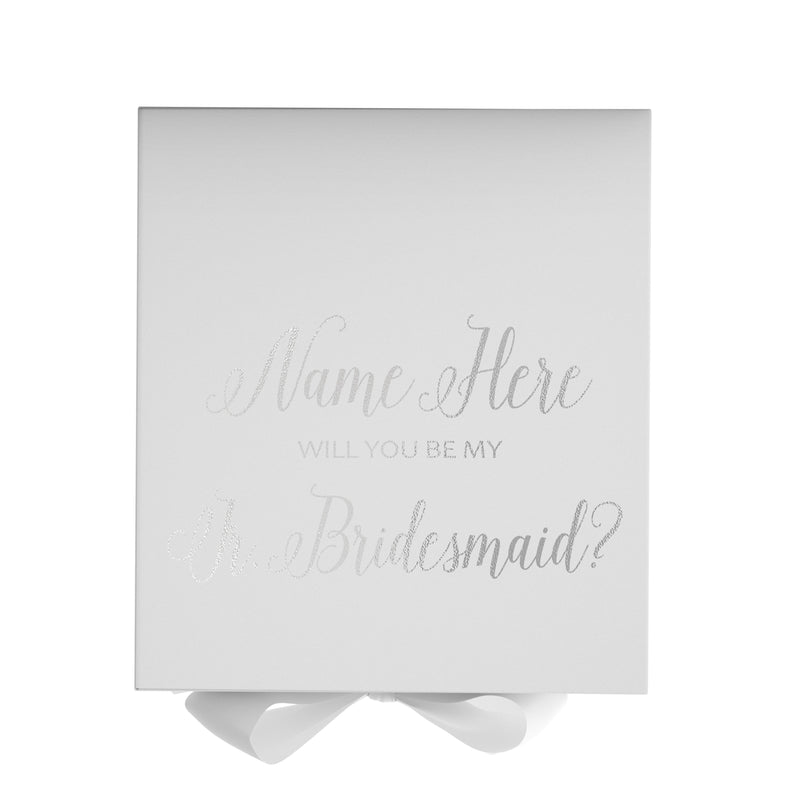 Personalized Will You Be My Jr. Bridesmaid  Box? Proposal Box White w/ Bow white - No Border