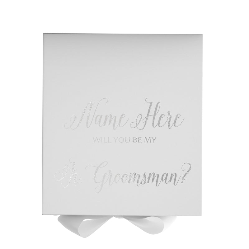 Personalized Will You Be My Jr. Groomsman  Box? Proposal Box White w/ Bow white - No Border