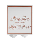 Personalized Will You Be My Maid Of Honor  Box? Proposal Box White w/ Bow white -  Border