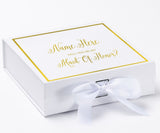 Personalized Will You Be My Maid Of Honor  Box? Proposal Box White w/ Bow white -  Border