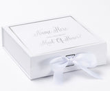 Personalized Will You Be My Maid Of Honor  Box? Proposal Box White w/ Bow white -  Border