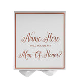 Personalized Will You Be My Man Of Honor  Box? Proposal Box White w/ Bow white -  Border