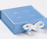 Personalized Will You Be My Matron Of Honor  Box? Proposal Box Light Blue w/ Bow white -  Border