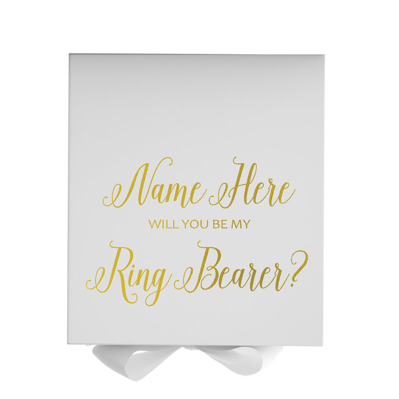 Personalized Will You Be My Ring Bearer  Box? Proposal Box White w/ Bow white - No Border