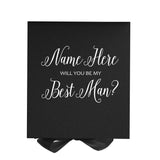 Personalized Will You Be My Best Man? Proposal Box Black w/ Bow - No Border